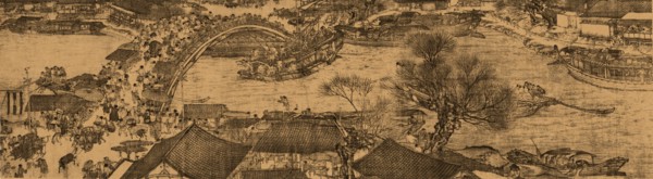 A detail of a scroll called Going Up the River at the Qingming (Spring) Festival by Zhang Zeduan