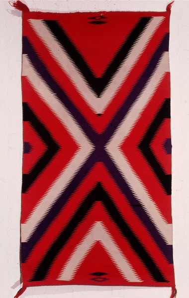 Red and blue german town rug