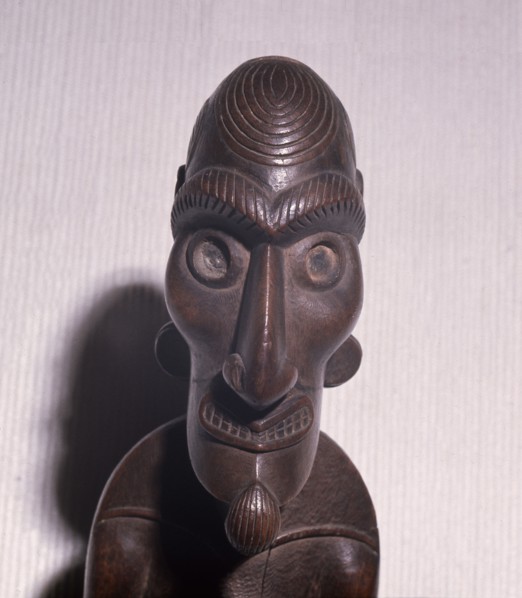 An ancestral figure known as a moai kavakava, emaciated man, worn hung onto its owner at dances and feasts