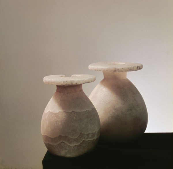 Alabaster jars for storing eye paint (kohl)