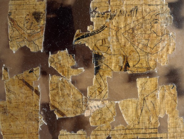 A detail from the Turin Papyrus which depicts scenes of prostitutes with their clients and various love making positions