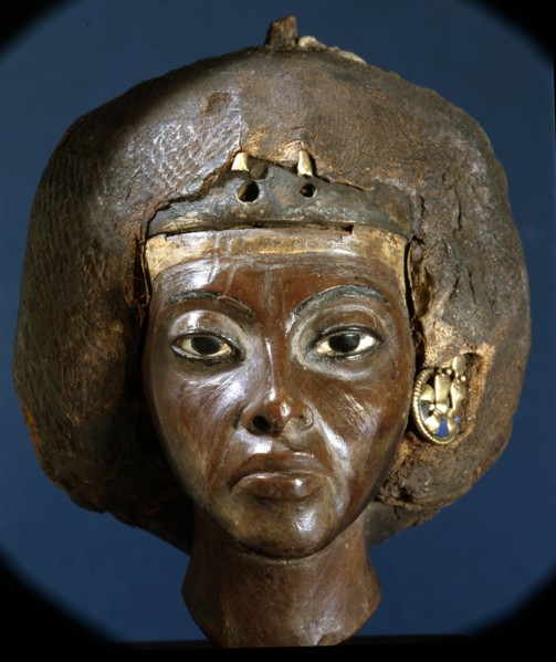 The head of Queen Tiye, wife of Amenophis III and mother of Akhenaten