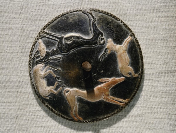A gaming disc, one of 45 made of various materials and variously decorated, found in the mastaba of Hemaka, an official of King Den