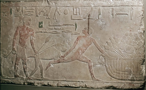 Fragment of a relief showing a baboon apprehending a thief