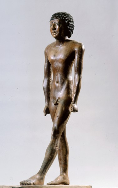 A statue of Meryre haishtef which has been carved from a single piece of ebony