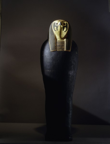 Lid of a mummiform case containing the figure of the god of the dead Osiris