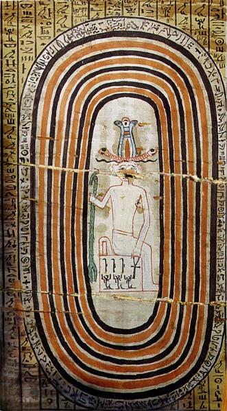 Detail of the inside head panel of the rectangular outer coffin of general Sepi