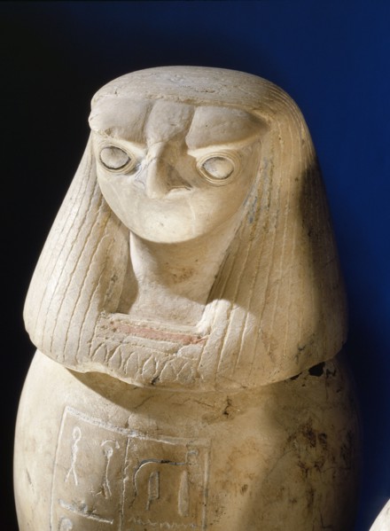 One of a set of four canopic jars used to preserve the internal organs of Prince Hornakht each in the form of one of the Four Sons of Horus