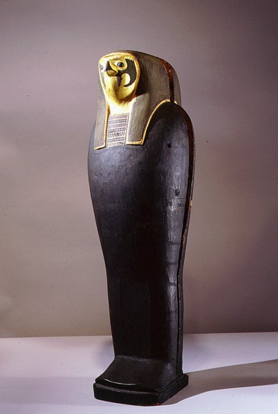 Lid of a mummiform case containing the figure of the god of the dead Osiris