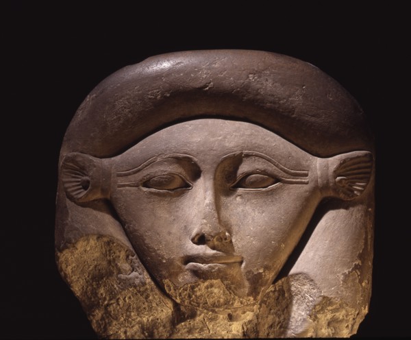 Limestone head of the goddess Hathor