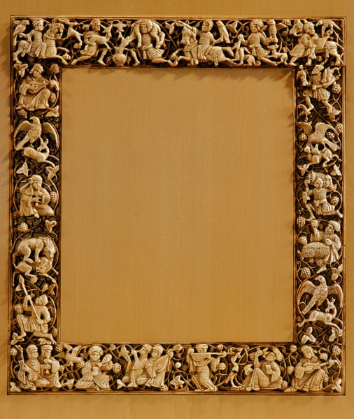 Carved ivory plaque from a piece of furniture