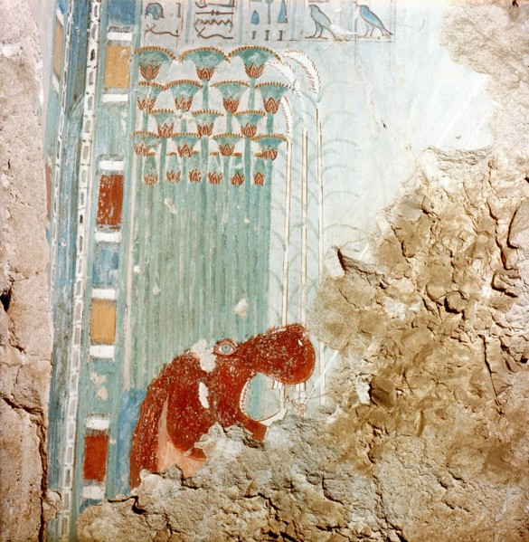 A detail of a painting in a private tomb