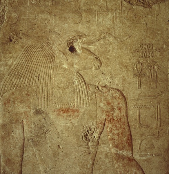 Old Kingdom relief of a ram headed deity