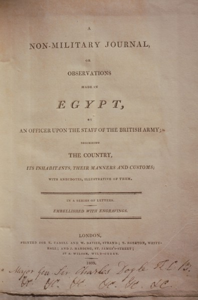 The frontispiece of Major General Sir Charles William Doyles book A Non Military Journal or Observations made in Egypt