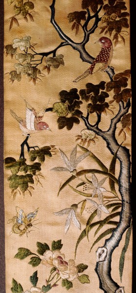 A detail of an embroidered sleeve ribbon believed to have belonged to the Empress Dowager Tzu hsi Country of Origin: China