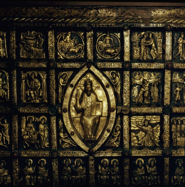 Detail of the Broddetorp Golden Altar carved with biblical motives