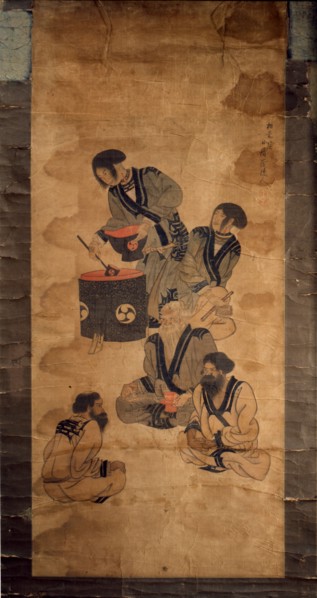 Scroll depicting an Ainu family