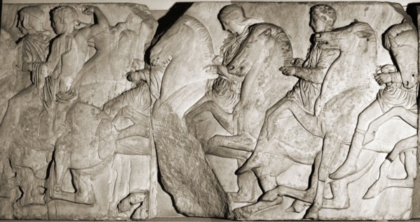 Riders and galloping horses from the north frieze of the Parthenon