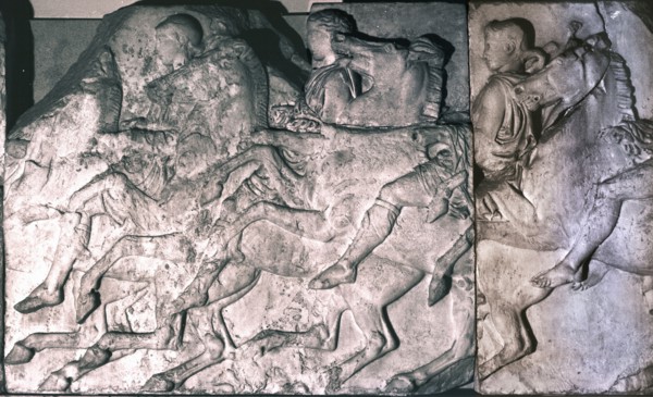 Riders and galloping horses from the north frieze of the Parthenon
