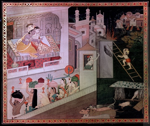 Illustrated page from the legend of Krishna