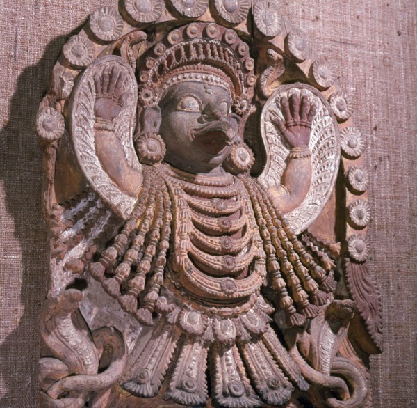 Wooden image of the winged Garuda, sacred mount of Vishnu in Hindu religion