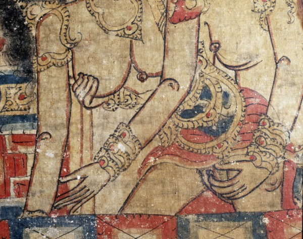 Cloth painting, probably used as curtains beside a temple couch