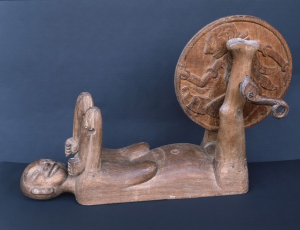 Ceremonial spinning wheel made for use at royal weddings, where the brides ability to spin and weave would be demonstrated