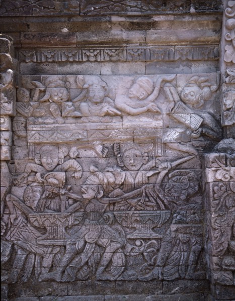 Stone relief on a temple wall at Sangsit, Buleleng