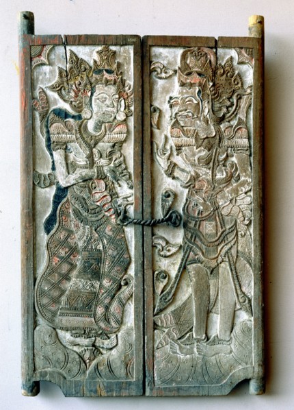 Wooden decorative panel from a Hindu temple
