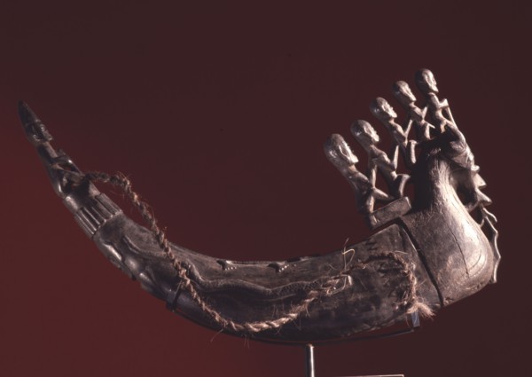 A buffalo horn container in the shape of the cosmic serpent Naga, used by Batak shaman to store magic medicine