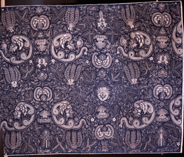 Detail of a batik kain panjang, (a cloth worn about the hips), with a design incorporating flowers and snake like Nagas