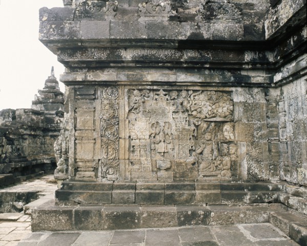 The reliefs on the terraces of Borobudur depict scenes from the life of the Buddha