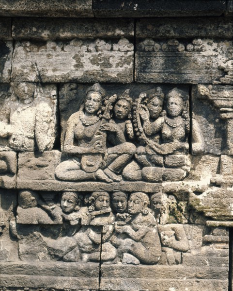 The reliefs on the terraces of Borobudur depict scenes from the life of the Buddha