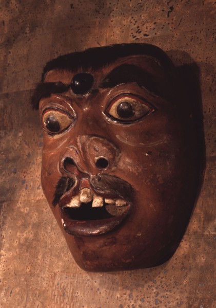 A mask, representing a diseased or deformed person, used in wayang wong performances of the Hindu epics, especially the Ramayana