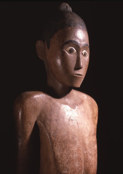Regarded as a portrait of the deceased, a tau tau figure was dressed in his or her clothes and stood guard over the body on a balcony of the tomb cut into the cliff face