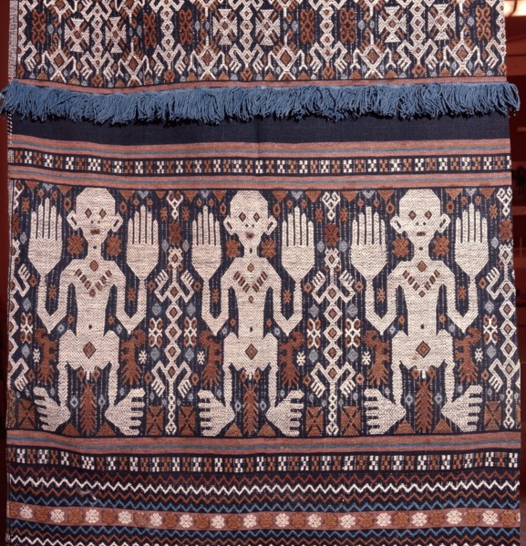 An Eastern Sumba noblewomans skirt, lau pahuda, decorated using a complex supplementary warp technique rare in Indonesia