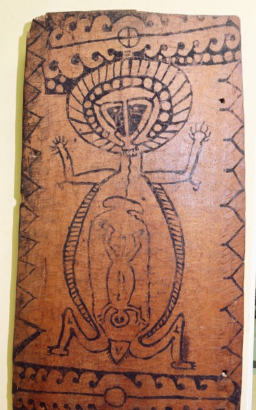 House door panel with an X Ray drawing of a pregnant woman