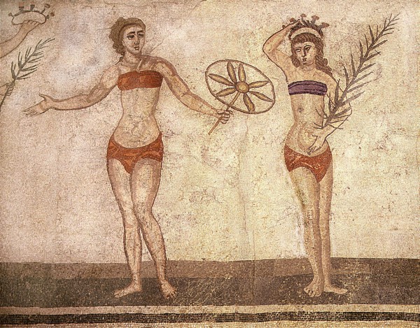 Detail of the Ten Girls Mosaic depicting women athletes