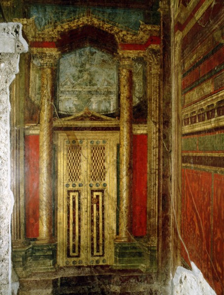 Fresco of an elaborately decorated doorway from the Villa of the Mysteries