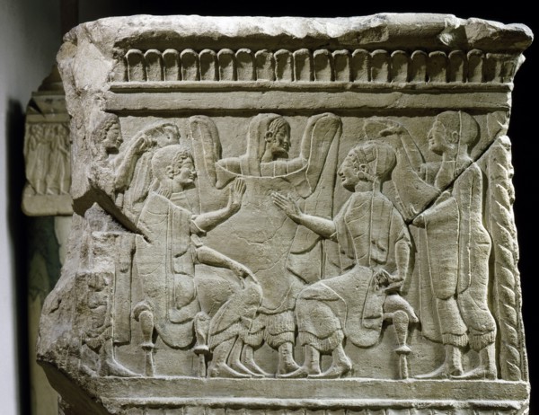 Relief depicting noble ladies examining clothes