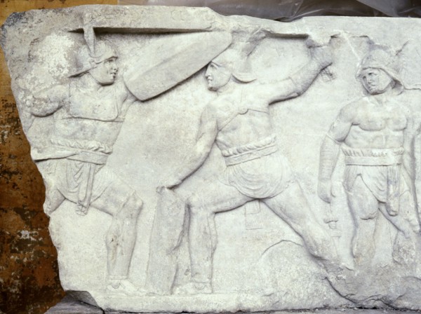 Relief depicting gladiators