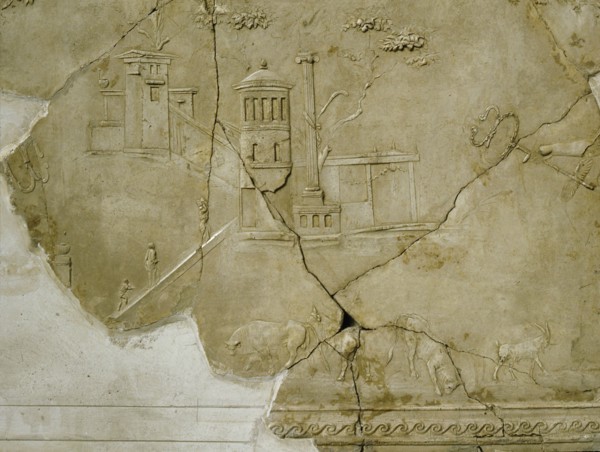 Stucco decoration from a house beneath the Villa Farnesina, Rome, dating from the late 1st C BC