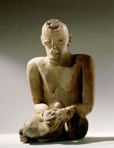 A terracotta figure of a man excavated in the Djenne/Mopti area
