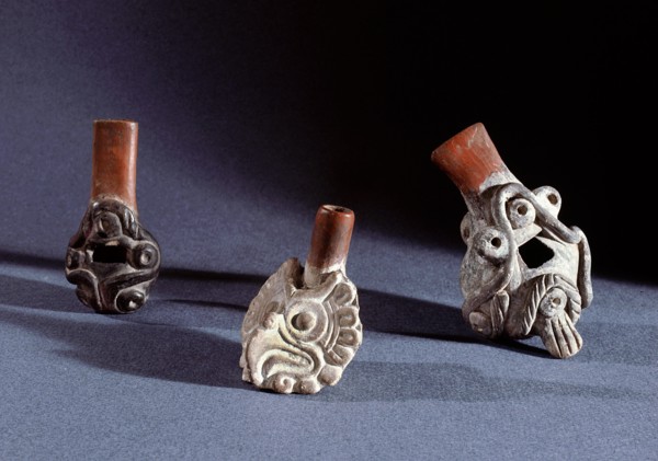 Small pottery whistles used by Aztec dancers at festivals to mark time