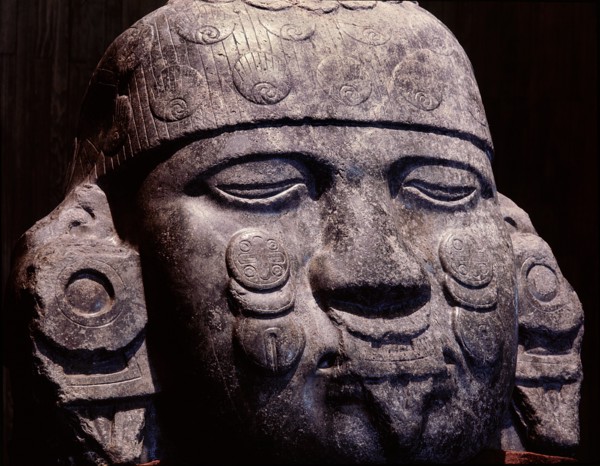 Colossal stone head of Coyolxauhqui, the Moon Goddess who was beheaded by her brother the Sun