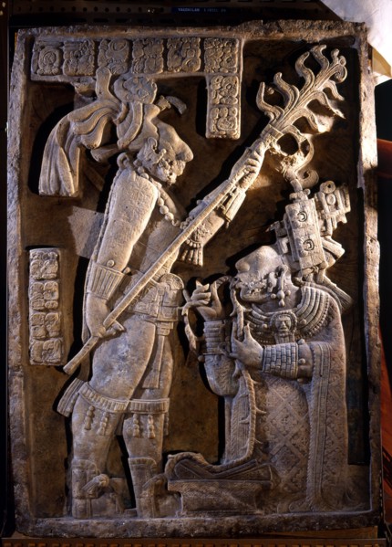 Lintel 24 of Yaxchilan Structure 23, from a series illustrating the accession rituals of the ruler Lord Shield Jaguar