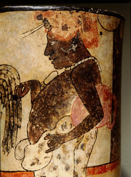 Cylindrical polychrome vessel with Palace Scene