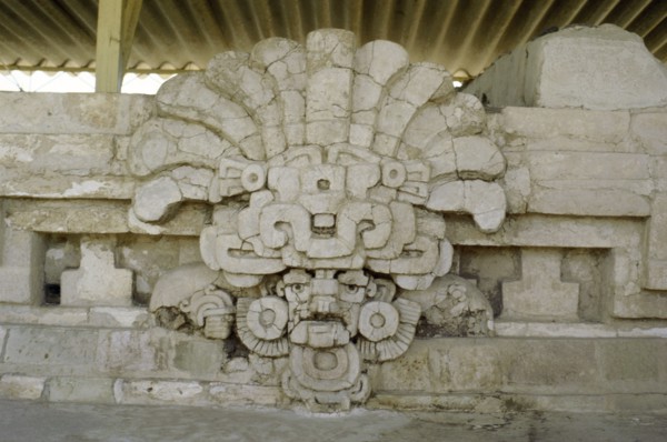Clay sculptured head of the Zapotec god Cocijo, the rain god