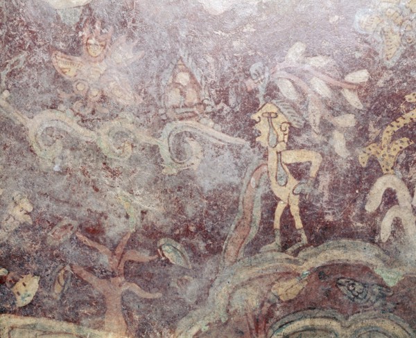Partly reconstucted wall painting at Tepantitla