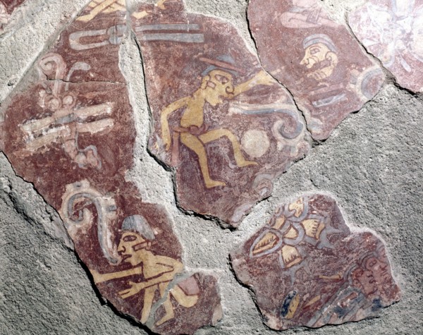 Partly reconstucted wall painting at Tepantitla